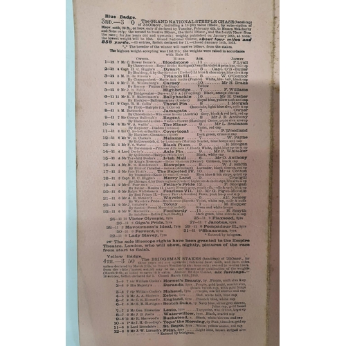 154 - RARE Aintree Grand National program from 4th of April 1913 (won by Covercoat) together with the Aint... 