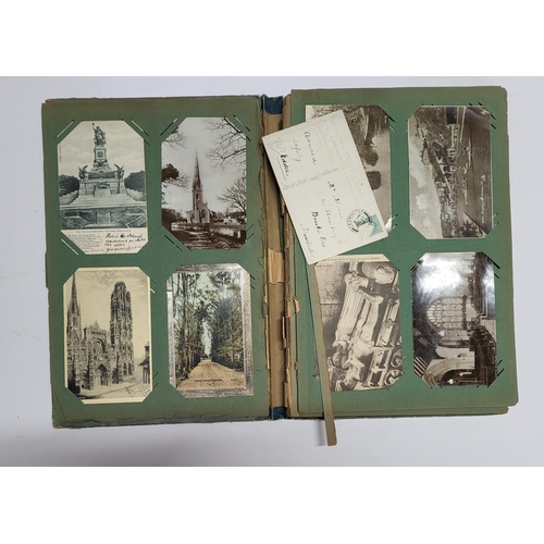 156 - Old Photograph album dated 1906, containing many photographs and postcards