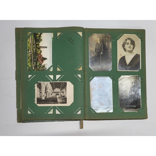 156 - Old Photograph album dated 1906, containing many photographs and postcards