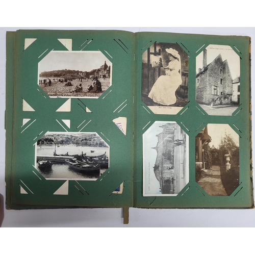 156 - Old Photograph album dated 1906, containing many photographs and postcards