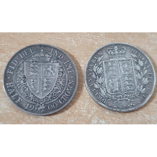 161 - Queen Victoria 1883 silver young head half crown together with a Queen Victoria 1900 silver veiled h... 