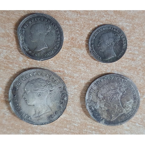 162 - Set of four 1887 Queen Victoria bun head MAUNDY MONEY (4)