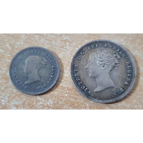 163 - Two Queen Victoria bun head MAUNDY MONEY, one a 4d 1854, the other 1838 2d (2)