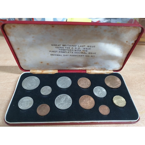 166 - Queen Elizabeth II cased coin set containing Britains last issue of pre decimal coins together with ... 