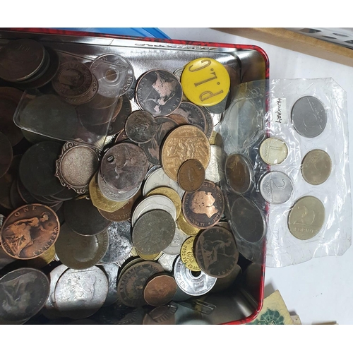 175 - A metal tin containing a large quantity of mainly GB (some foreign) 19th and 20thC coinage (Qty)