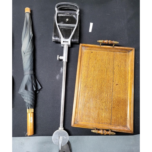 216 - Four umbrellas, portable folding seat and a serving tray (6)