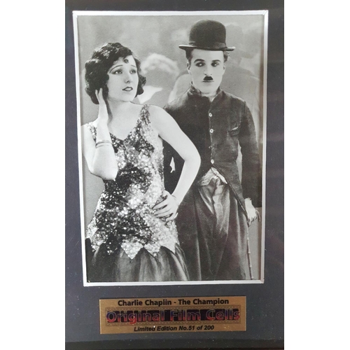 220 - Framed Charlie Chaplin film cells with COA