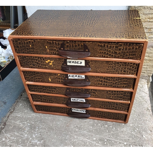 229 - Edwardian 6-drawer table-top cardboard filing box