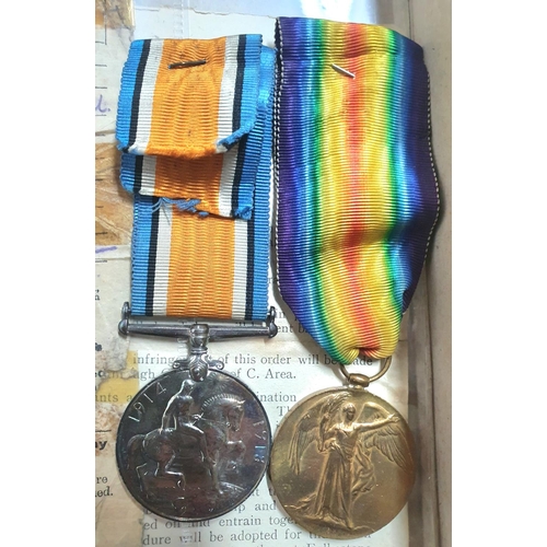 234 - WW1 British War & Victory Medal Pair 205545.GNR.Leonard Ward .R.A together with a small amount of re... 