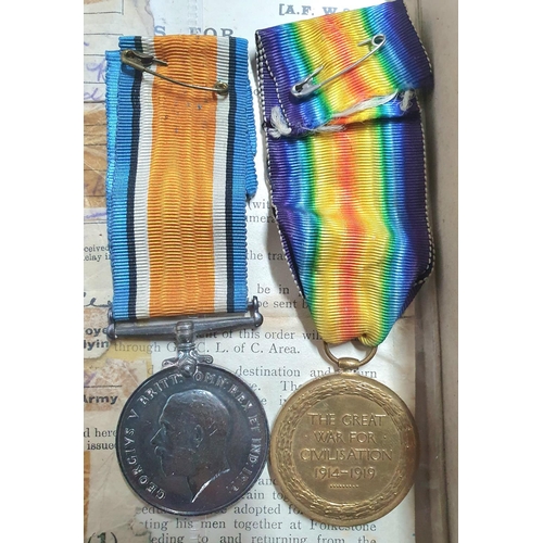 234 - WW1 British War & Victory Medal Pair 205545.GNR.Leonard Ward .R.A together with a small amount of re... 