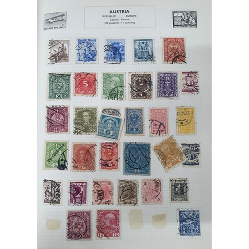 268 - Three various coloured albums containing various 20thC stamps including many Germany 1920s/30s etc (... 