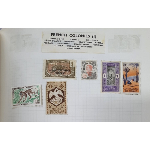 268 - Three various coloured albums containing various 20thC stamps including many Germany 1920s/30s etc (... 