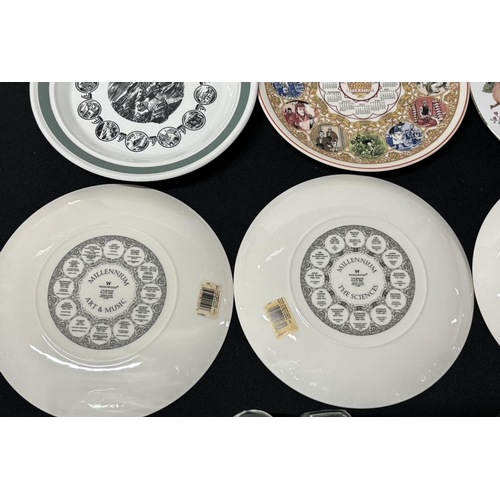 374 - 7 Plates including Wedgewood and glass including Dartington glass