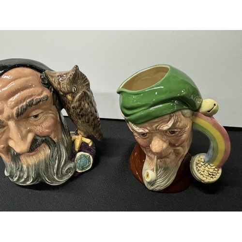 377 - 2 Large Royal Doulton toby jugs including Merlin and Leprechaun 1989 and signed