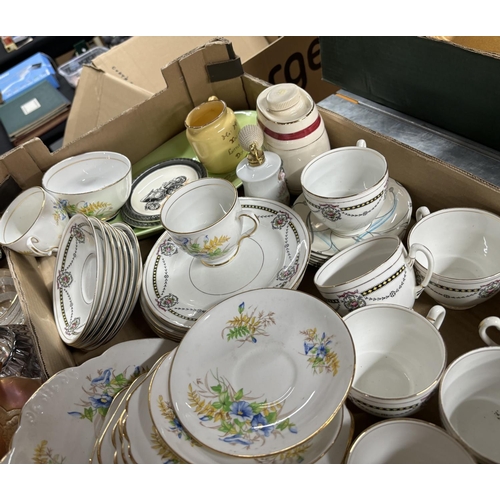 379 - 2 Boxes of ceramics including French glass etc