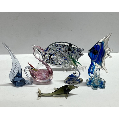 396 - Murano and Heron glass paper weights (6)