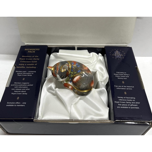 401 - Royal Crown Derby Catnip Kitten with Gold stopper and box