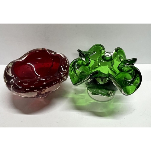 403 - Wedgewood glass paperweight with 2 heavy glass ashtrays (3)