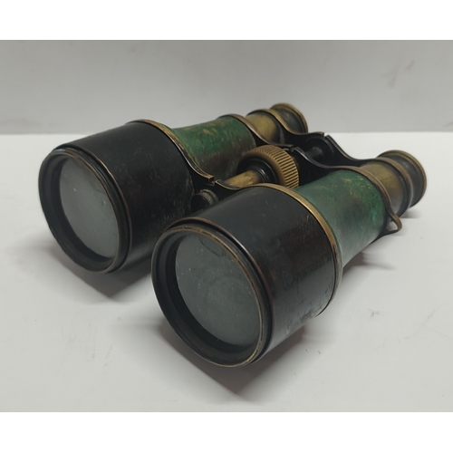 349 - A WWI era gun scope together with a pair of similar era binoculars (2)