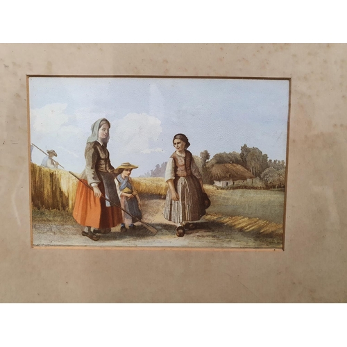 119 - Superb pair of Victorian gouache scenes depicting working folk on the beach and in the fields, one i... 