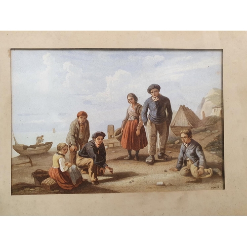 119 - Superb pair of Victorian gouache scenes depicting working folk on the beach and in the fields, one i... 