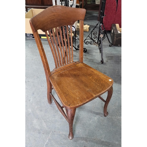 424 - Antique ropemakers chair with label for The Shannon Ltd, Ropemaker street, London, EC