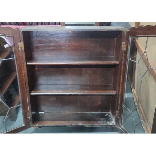 433 - Lockable display wall-cabinet with leaded panes and two inner shelves