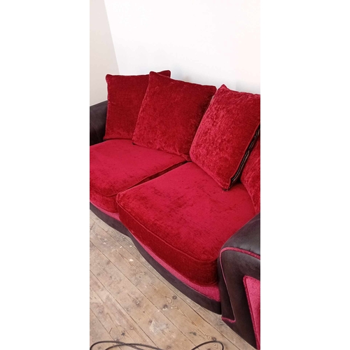 434 - A fine quality three-seater settee  with scatter back cushions and a two-seater bed settee (bed neve... 