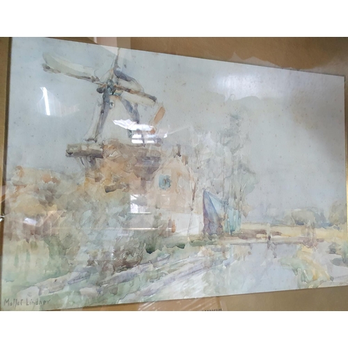 345 - Pair of Peter Moffat LINDNER (1852-1949) Dutch scene watercolours, in original gilt mount and frames... 