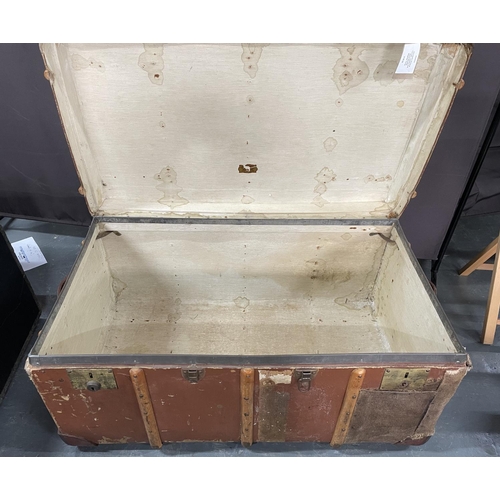 354 - Large old hardcase antique trunk