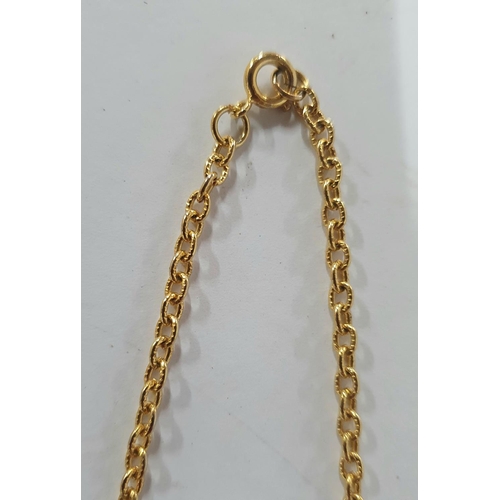 72 - Unmarked yellow gold metal link chain,

10 grams