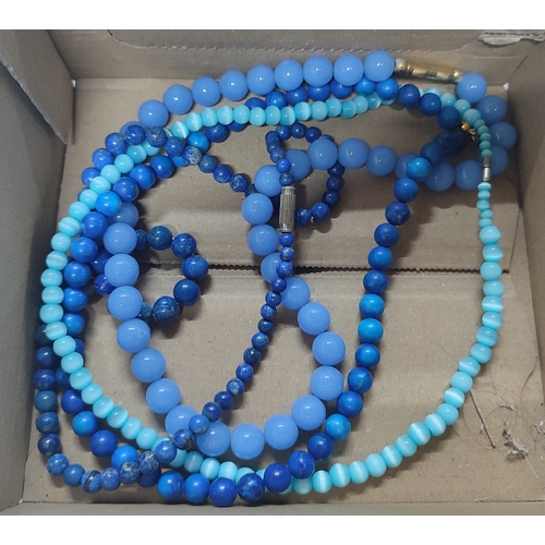 55 - Four Lapis Lazuli beaded necklaces (4)