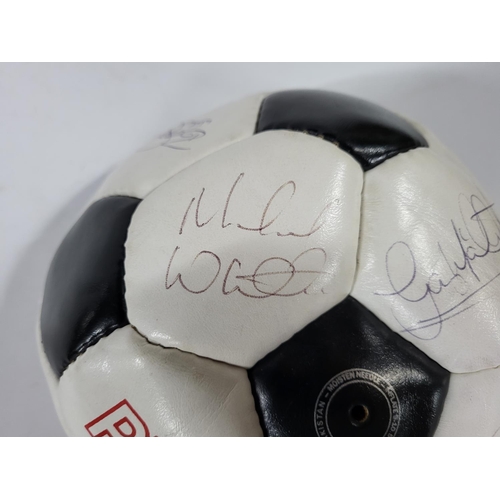 116 - Signed Leeds United practice ball signed by Steve Hodge, Eric Cantona and Gary Speed, when they won ... 