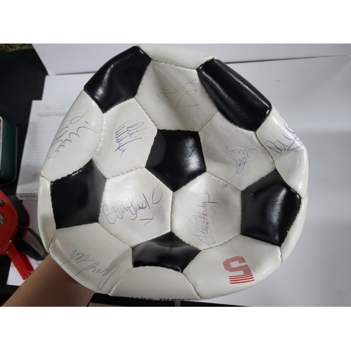 116 - Signed Leeds United practice ball signed by Steve Hodge, Eric Cantona and Gary Speed, when they won ... 