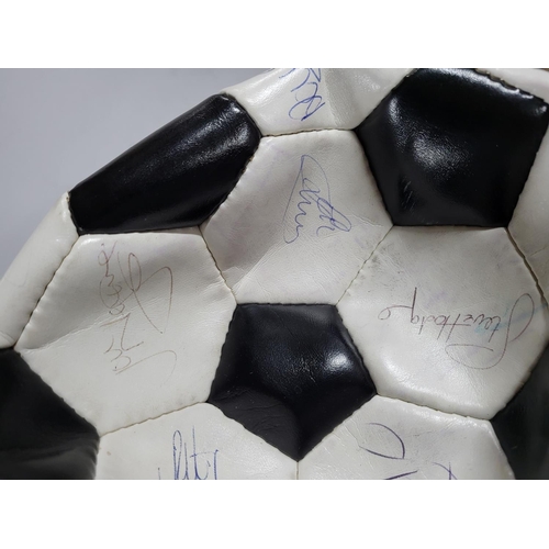 116 - Signed Leeds United practice ball signed by Steve Hodge, Eric Cantona and Gary Speed, when they won ... 