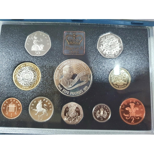 125 - Royal Mint 1998 proof coin collection which includes the Prince Charles 50th birthday £5 coin, with ... 