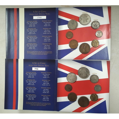 126 - Two GB coin sets for 1944 & 1946  with 50% silver coinage (2)