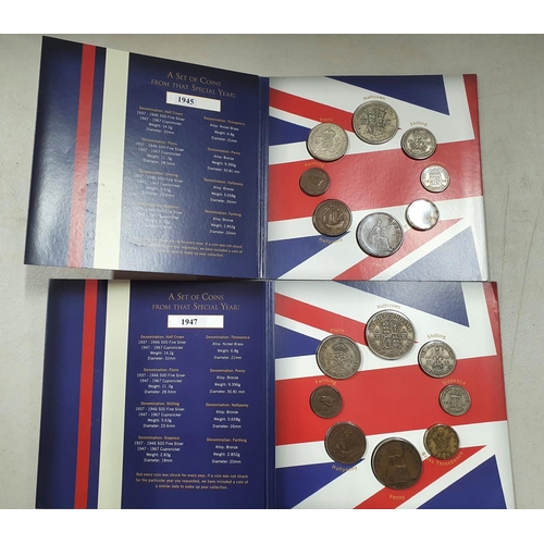 127 - Two coin sets containing GB 1945 and 1947 coinage sets containing 50% silver coins in the 1945 set (... 