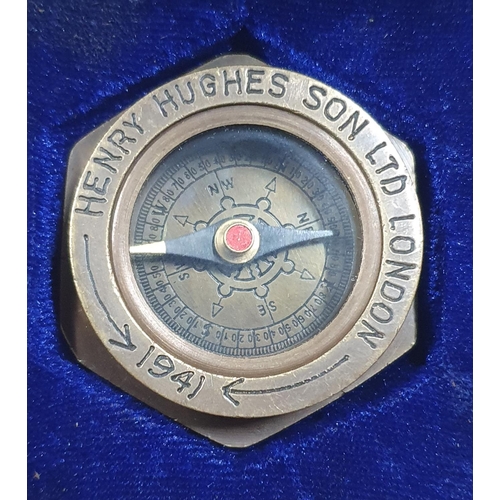 139 - Boxed metal compass marked Henry Hughes Ltd 1941 made for Royal Navy