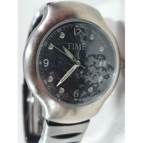 155 - A Time gents wristwatch with stainless steel strap together with anther similar gents stainless stee... 