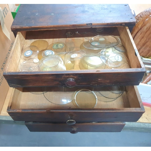 158 - Late Victorian 5-drawer table top wood chest with each drawer containing a huge quantity of pocket w... 