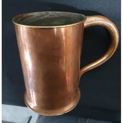 161 - Antique oversized copper tankard