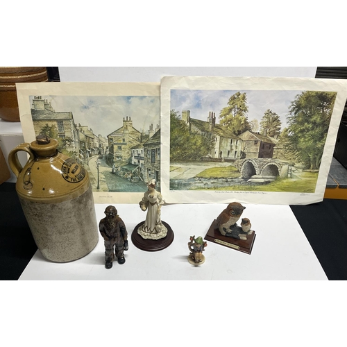 186 - Various items including 2 prints and ceramic ornaments