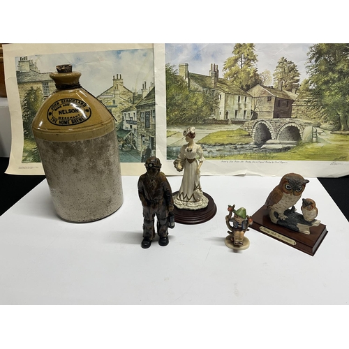 186 - Various items including 2 prints and ceramic ornaments