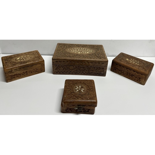 193 - 4 Wooden boxes with mother of pearl on the top