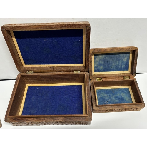 193 - 4 Wooden boxes with mother of pearl on the top