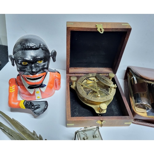 225 - Quantity of various collectables including a cast iron moneybox, binoculars with case and a pair of ... 