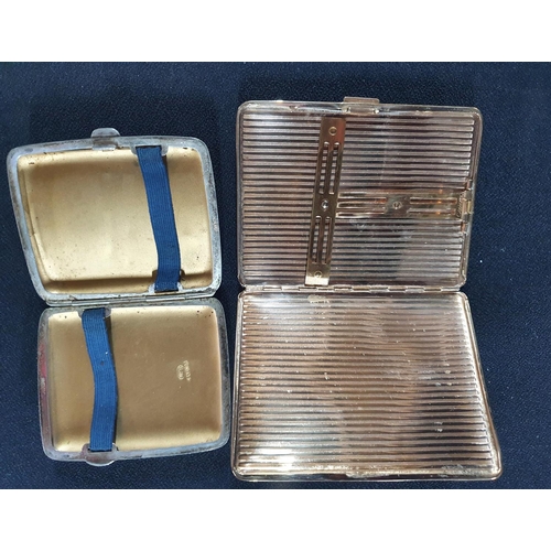 235 - Fine quality Edwardian gilt metal cigarette case together with another silver plate example (2)