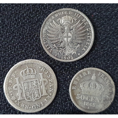 274 - Collection of mainly silver antique coins, GB and foreign including a Spain Charles III Silver 1/2 H... 