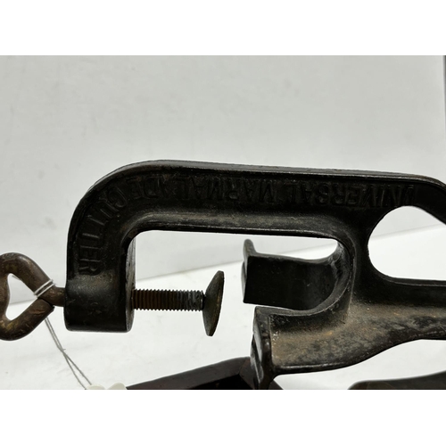 239 - Victorian Orange peeler with Antique tray with old newspaper behind the glass